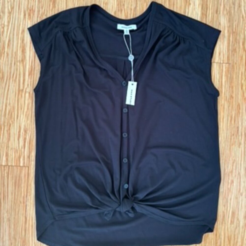 Max Studio black tank/v neck with knot